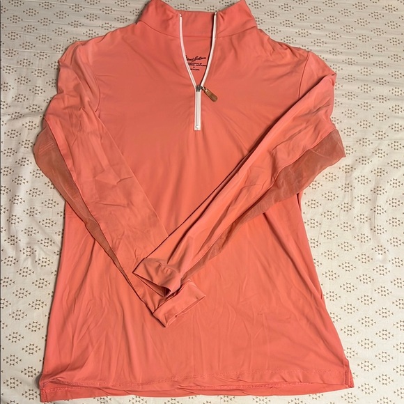 The Tailored Sportsman Pink Zippered Polo Sweatshirt - Picture 1 of 3